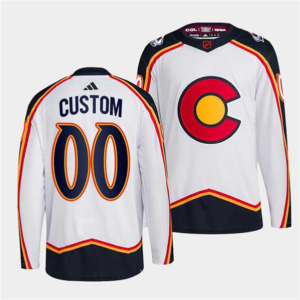 Men's Colorado Avalanche Custom White 2022-23 Reverse Retro Stitched Jersey-0
